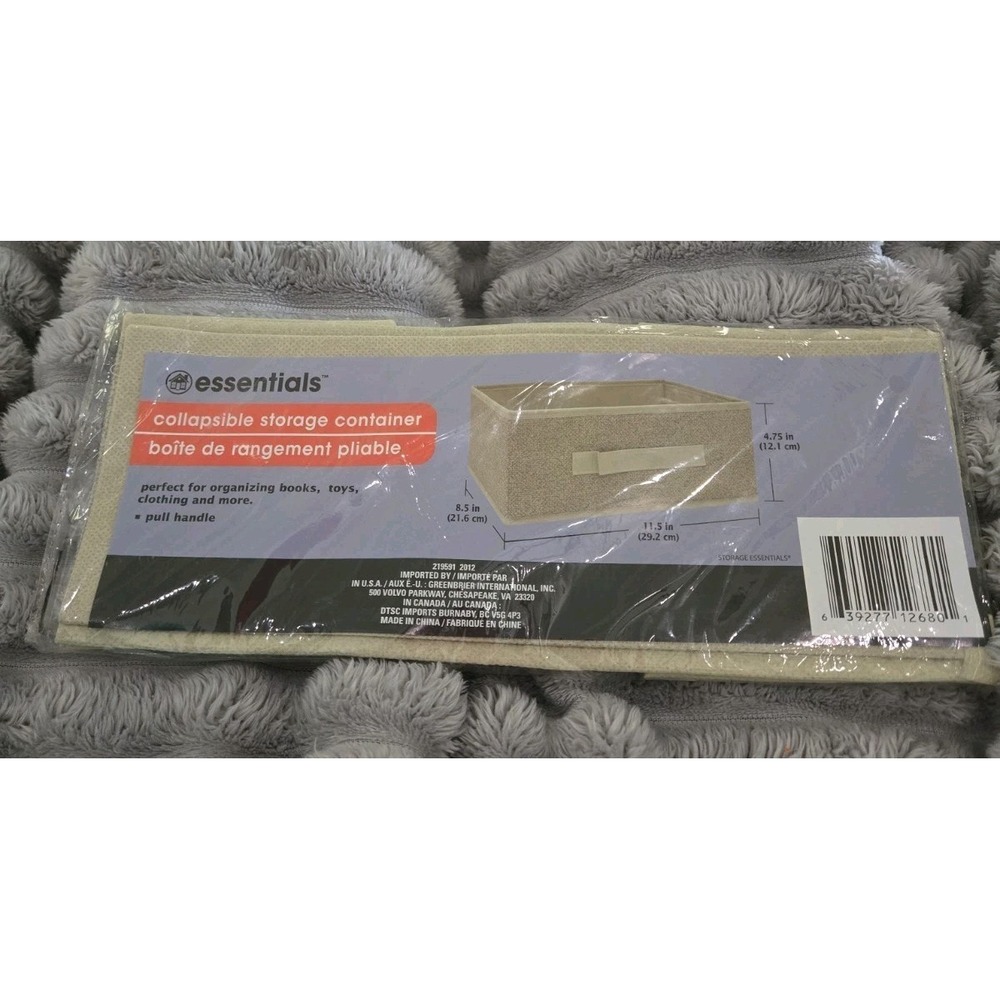 Essentials Brown‎ Collapsible Storage Container w Handle 11.5x8.5x4.75